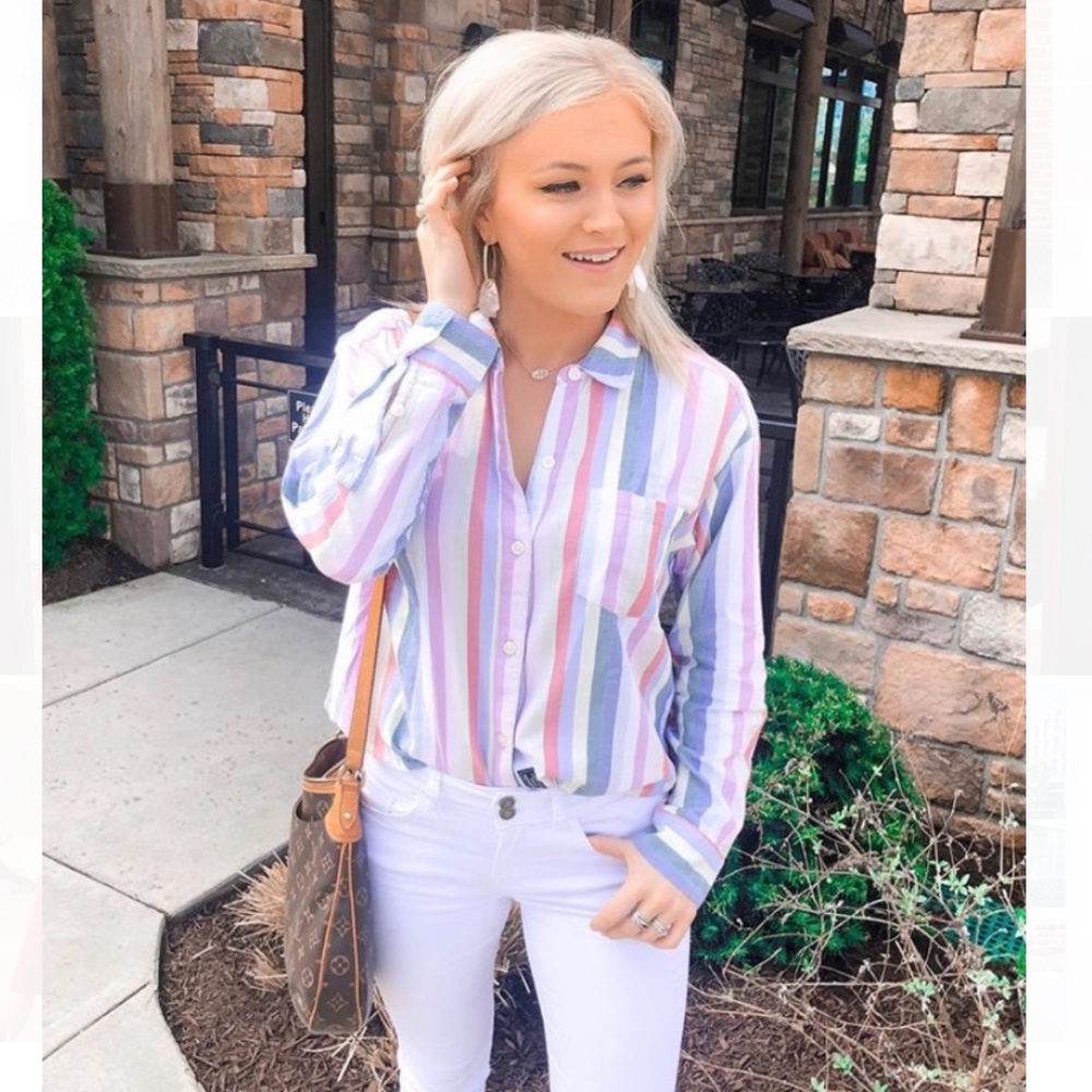 Multicolor striped button up